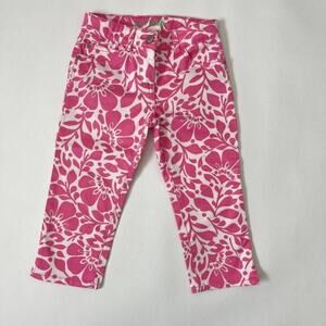 Mini BODEN girls Pink Floral Capri pants Sz 6Y